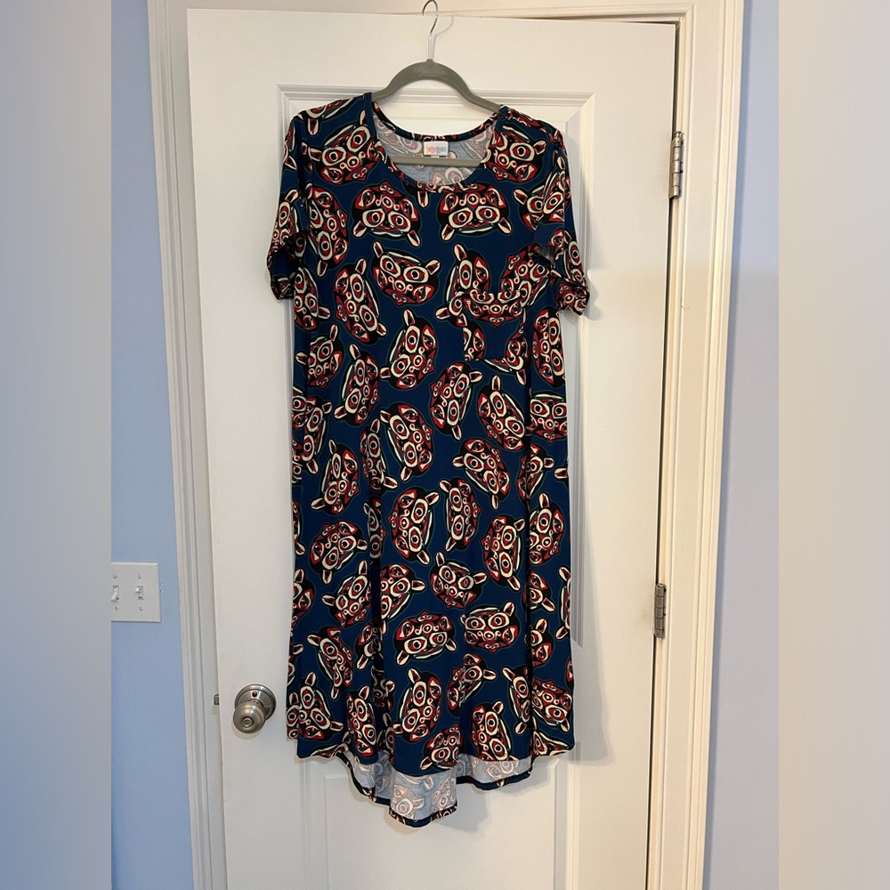 LuLaRoe Carly high low dress bear print